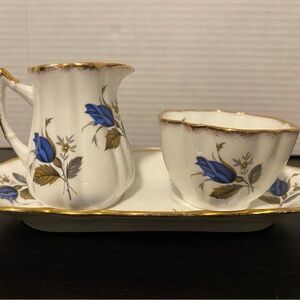 Vintage Royal Victoria Creamer/  Sugar with Tray Made In England Fine Bone China